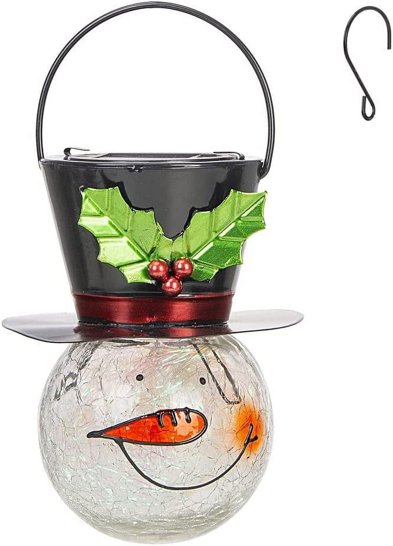 Snowman Solar Lanterns Large Leaves Christmas Outdoor Hanging Lantern