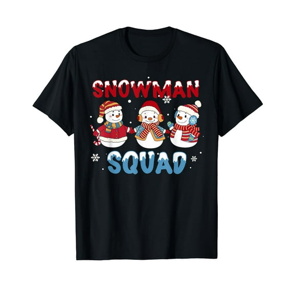 Snowman Squad Snow Christmas Xmas Happy Holiday T-Shirt Black Tee