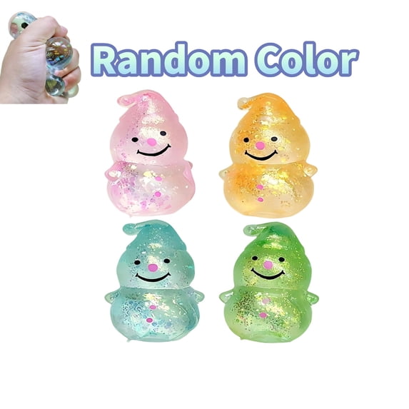 Snowman Squishies, Squishies Snowman, Fidget Toys Adults & Teens, Easter Basket Stuffers, Glitter Sensory Stress Ball Squeeze Toys for Stress Relief(Random Color)-1PC