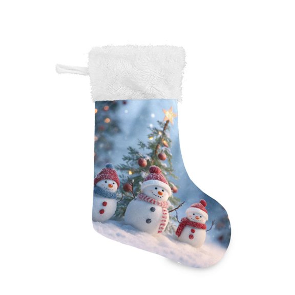 Snowman Stand Next To Christmas Tree 3d Christmas Stockings Large Capacity 18 inch Gift Bag with Hook Xmas Holiday Decor 1 Pack