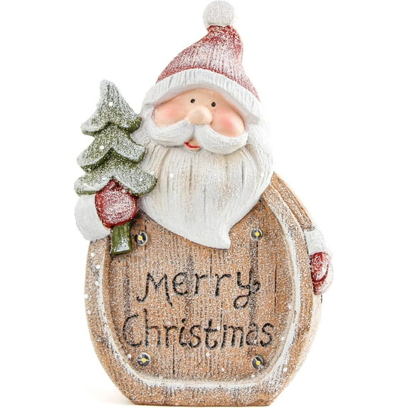 Snowman Statue with LED Lights for Christmas Decorations,Holiday Decor Figurine for Shelf Bookshelf Desk Fireplace Home Decor Accents,Indoor Winter Frosty Battery Operated 6h Timer