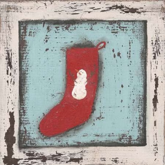 Snowman Stocking Canvas Art - Cassandra Cushman (24 x 24)