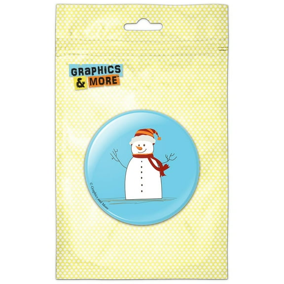 Snowman Striped Hat on Blue Refrigerator Button Magnet