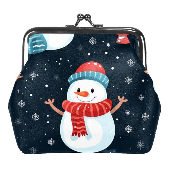 Snowman Stylish Coin Purse Wallet with 0.7 Microfiber Zinc Alloy Jaws, 4.3x4.7 in/11x12 cm Size