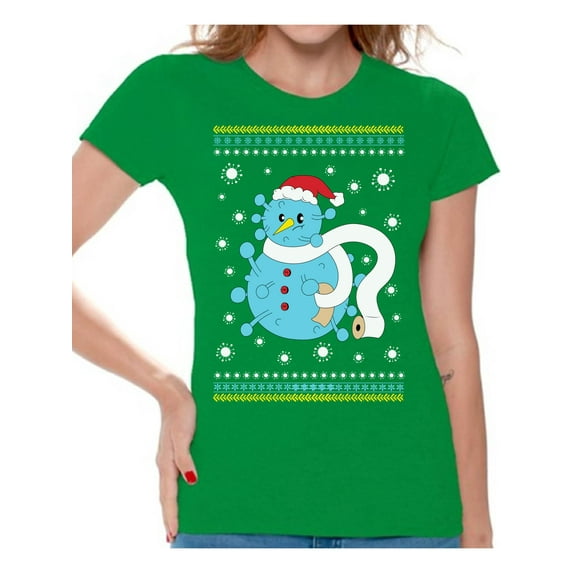 Snowman T Shirts Happy Holidays Shirt for Women Christmas Party Top Xmas Gifts Xmas 2020 Outfit Toilet Paper Shirt for Women Christmas Tee for Her Merry Christmas T-Shirt