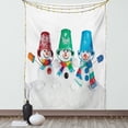 thumbnail image 1 of Snowman Tapestry, Print of 3 Happy Snow Elements in Striped Scarfs Mittens and Buckets on Head, Wall Hanging for Bedroom Living Room Dorm Decor, 40W X 60L Inches, Multicolor, by Ambesonne, 1 of 5
