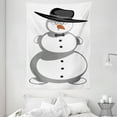 thumbnail image 1 of Snowman Tapestry, Simple Holiday Graphic of a Grumpy Man from Snow in a Hat and a Bow Tie, Wall Hanging for Bedroom Living Room Dorm Decor, 60W X 80L Inches, Charcoal Grey White, by Ambesonne, 1 of 2