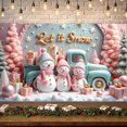 thumbnail image 1 of Snowman Theme Snowman Banner Let it Snow Design Christmas Banner Pink Golden Text Winter Banner for Christmas Party Winter Celebration Indoor Decoration, 1 of 9