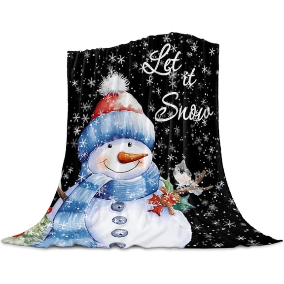 Snowman Throw Blanket Retro Winter Christmas Soft Flannel Blanket Microfiber Cozy Warm Blankets for Christmas Sofa Couch Bed Lightweight Cover Living Room Bedroom Decor