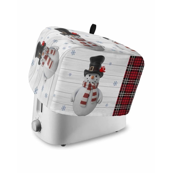 Snowman Toaster Cover 4 Slice, Large Kitchen Appliance Covers, Christmas Cardinal Birds Red Black Buffalo Plaid Toaster Oven Cover with Loop, Bread Machine Cover Polyester Dust Cover Protection