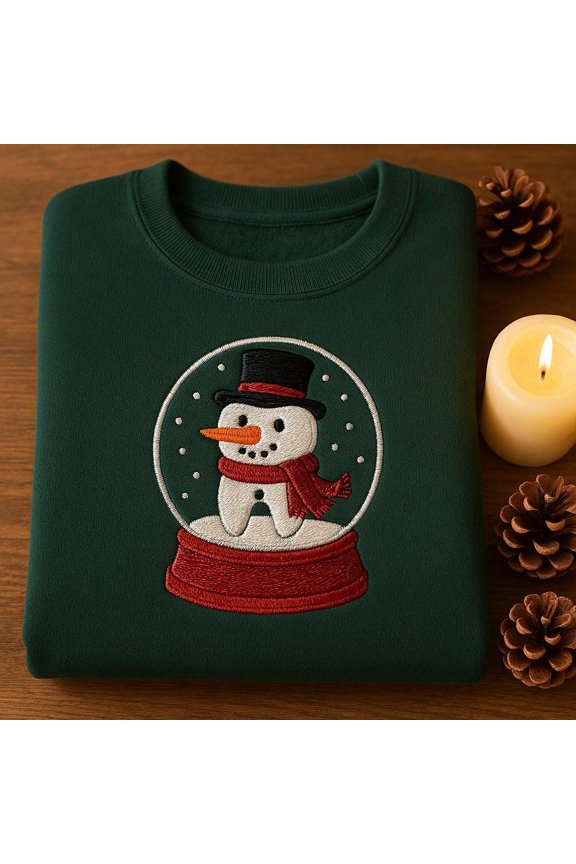 Snowman Tooth Snow Globe Embroidered Sweatshirt, Dental Christmas Gift, Hygienist Holiday Sweater, Dentist Xmas Jumper