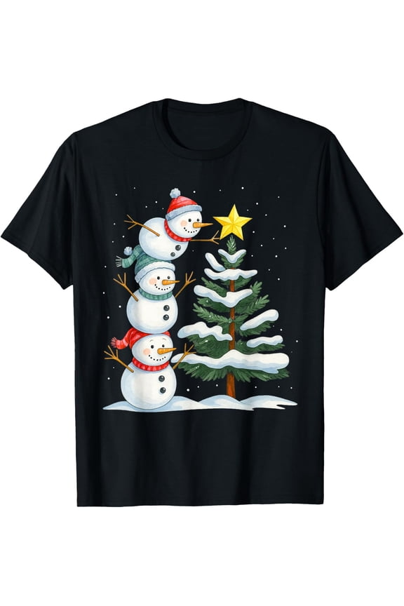 Snowman Topper Tree Family Men Women T Shirt All Size S-5XL