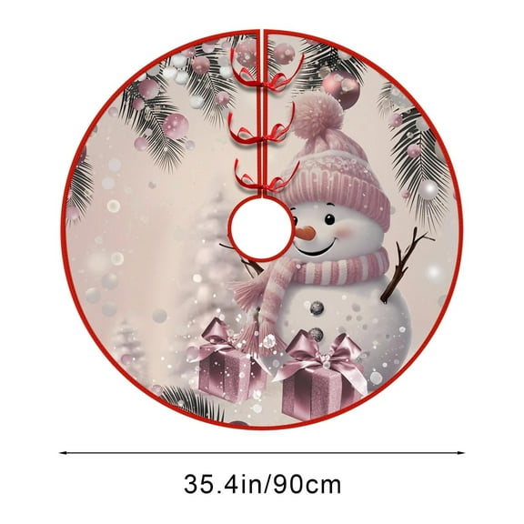 Snowman Tree Skirt Christmas Winter Tree Mat Decoration for Xmas Holiday Home Decoration Party Supplies (90Cm)