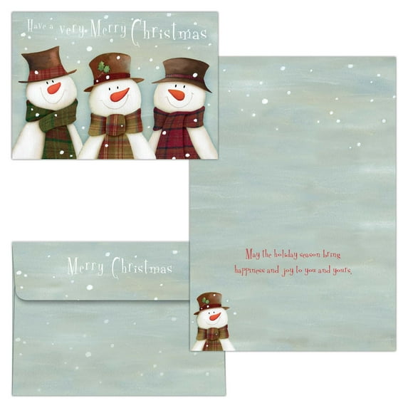 Snowman Trio - 30 Boxed Christmas Cards and Envelopes