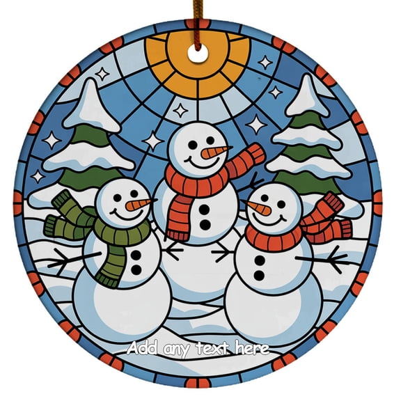 Snowman Trio Ceramic Ornament Custom Text Ornament to Hang on Christmas Tree, Gift for Family, Friends, Boy & Girl, Christmas 2025