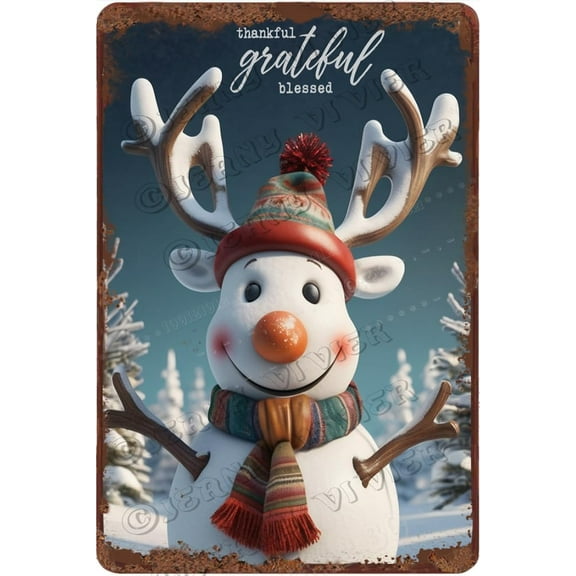 Snowman Vintage Aluminum Sign Christmas Party Decorative Rustic Farmhouse Decor Winter Decor Garden Tin Sign Christmas Outside Yard Sign 12x8 Inches