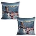 thumbnail image 1 of Snowman in Winter Forest at NightLinen toss pillowcase decoration pillowcase gifting preferred 20x20 inch cushion cover 2 sets sofa pillowcase sofa bedroom living room car, 1 of 6