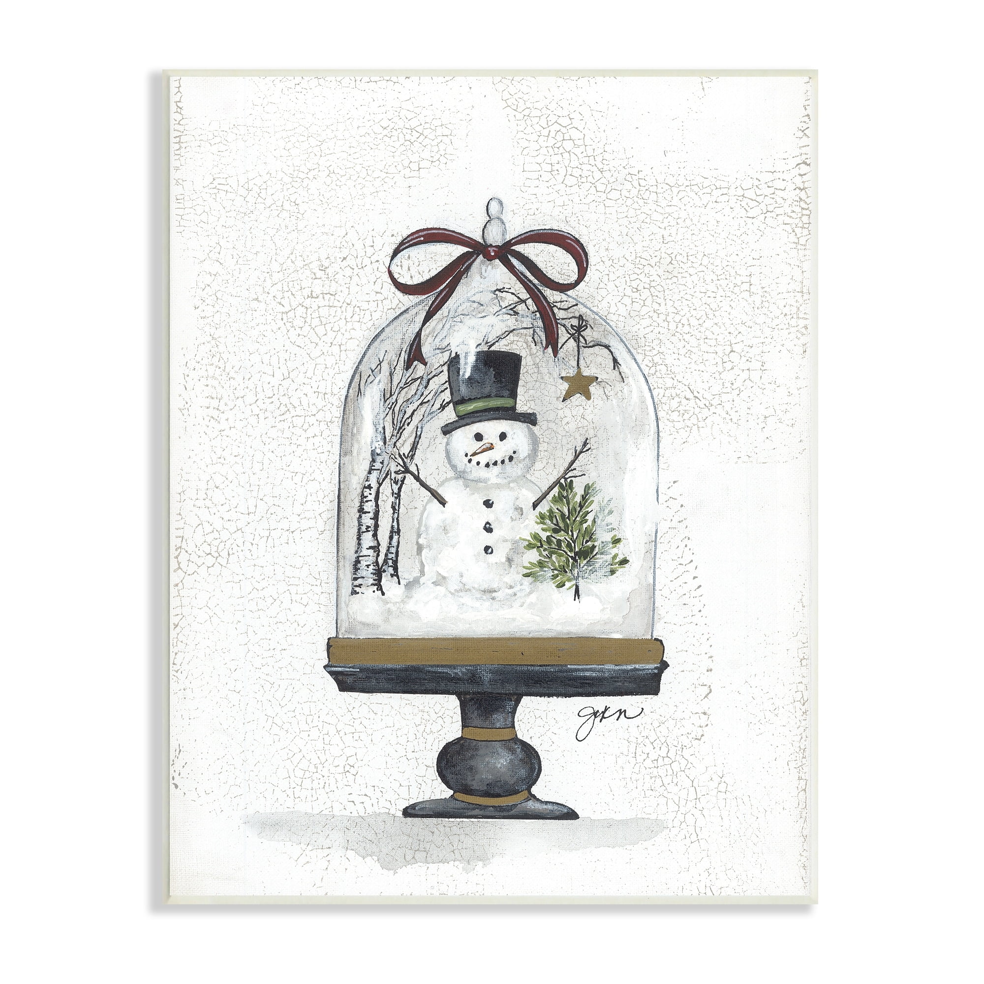 Snowman Winter Scenery Snow Globe Rustic Detail Landscape Graphic Art Unframed Art Print Wall Art