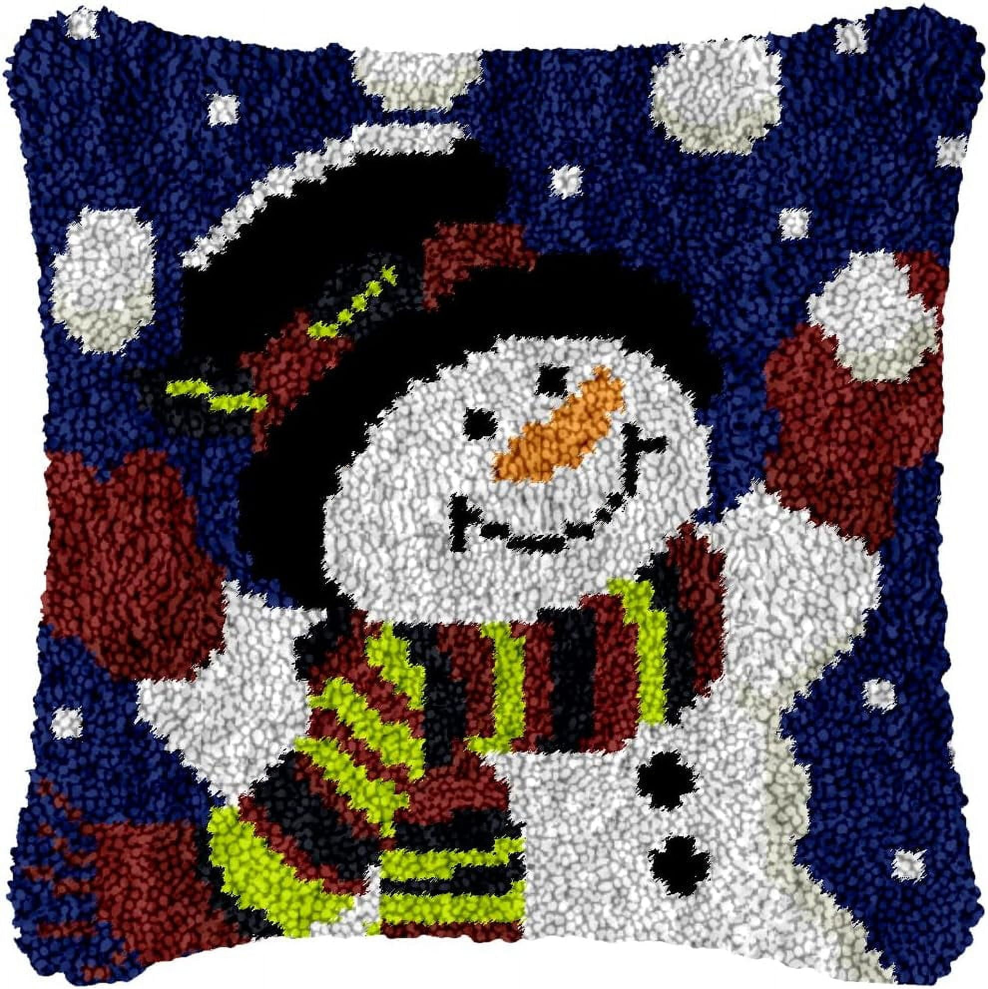 ShowNiceArt Snowman Winter Snow Latch Hook Kits Pillow Canvas DIY