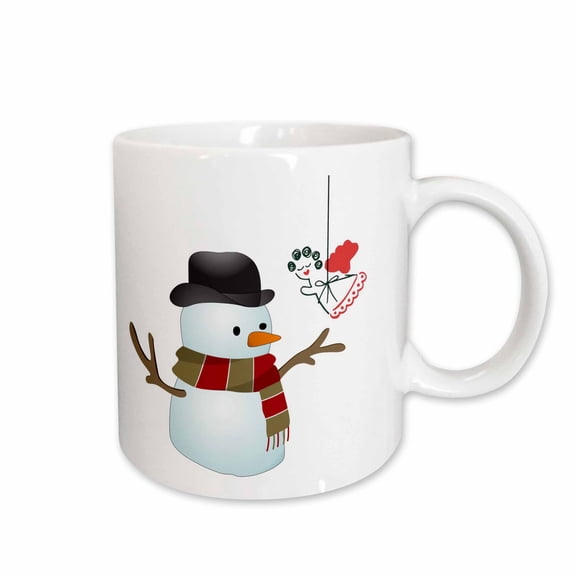 3drose, Snowman with Angel Ornament, 15oz Mug