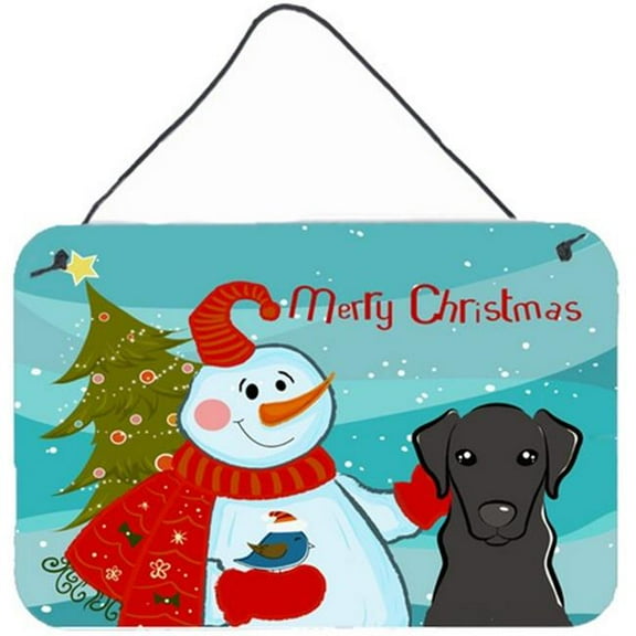 Snowman With Black Labrador Wall and Door Hanging Prints