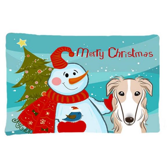 Snowman With Borzoi Fabric Standard Pillowcase