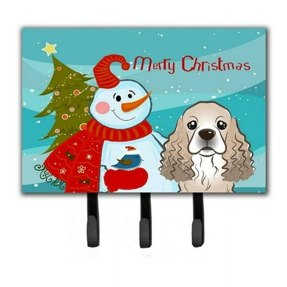Snowman With Cocker Spaniel Leash & Key Holder