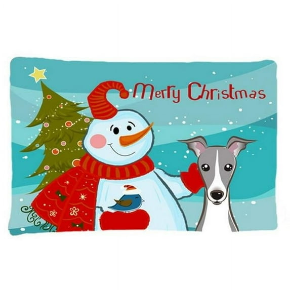 Snowman With Italian Greyhound Fabric Standard Pillowcase