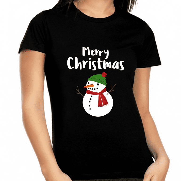 Snowman Womens Christmas Pajamas Christmas T shirt Funny Plus Size Christmas Shirts for Women Plus Size