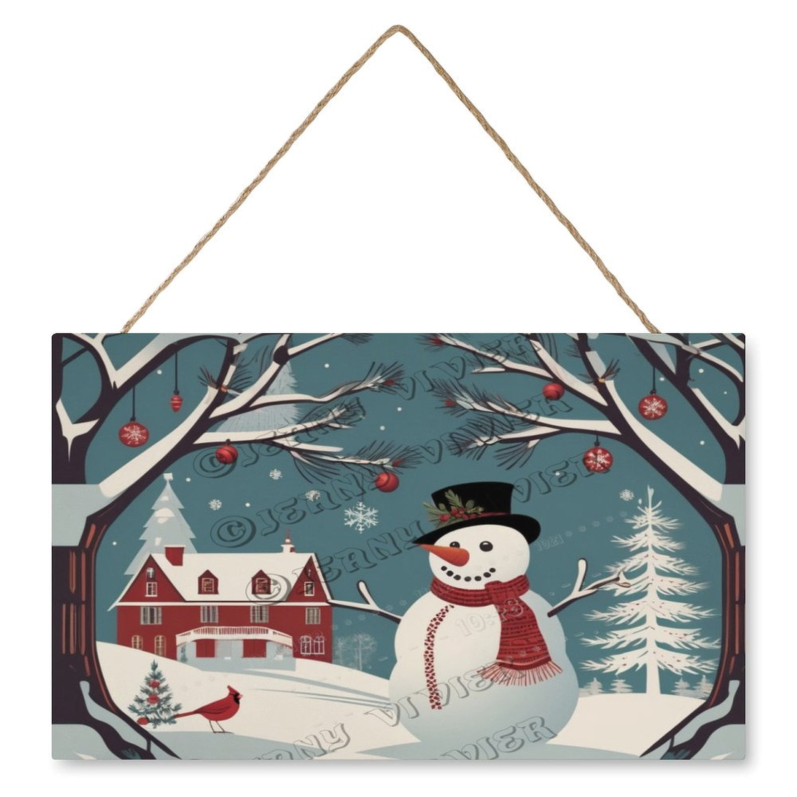 Snowman Wooden Hanging Sign Rustic Wall Art 10"x16" Wall Hanging Plaque ...