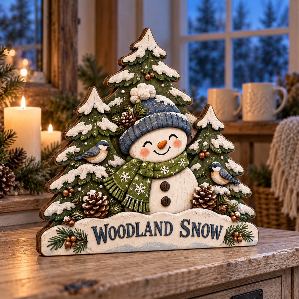 Snowman Woodland Wooden Block 3 Layer Winter Decor - Walmart.com