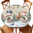 thumbnail image 1 of Snowman Xmas Tree Ball Elk Buffalo Plaid Fitted Round Tablecloths Table Covers 36"-44",Waterproof Table Cloth for Kitchen Holiday Party Tables Decor, 1 of 9