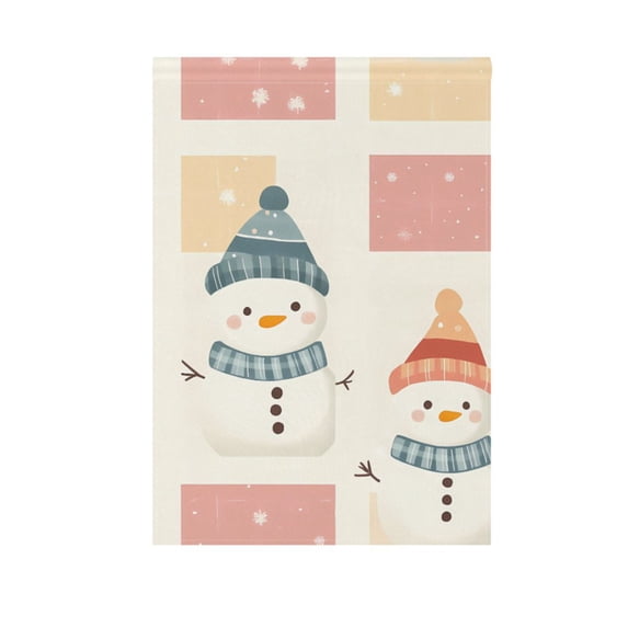 Snowman and Block Garden Flag 28X40 Double Sided Yard Flags for Outside Outdoor All Seasonal Decoration