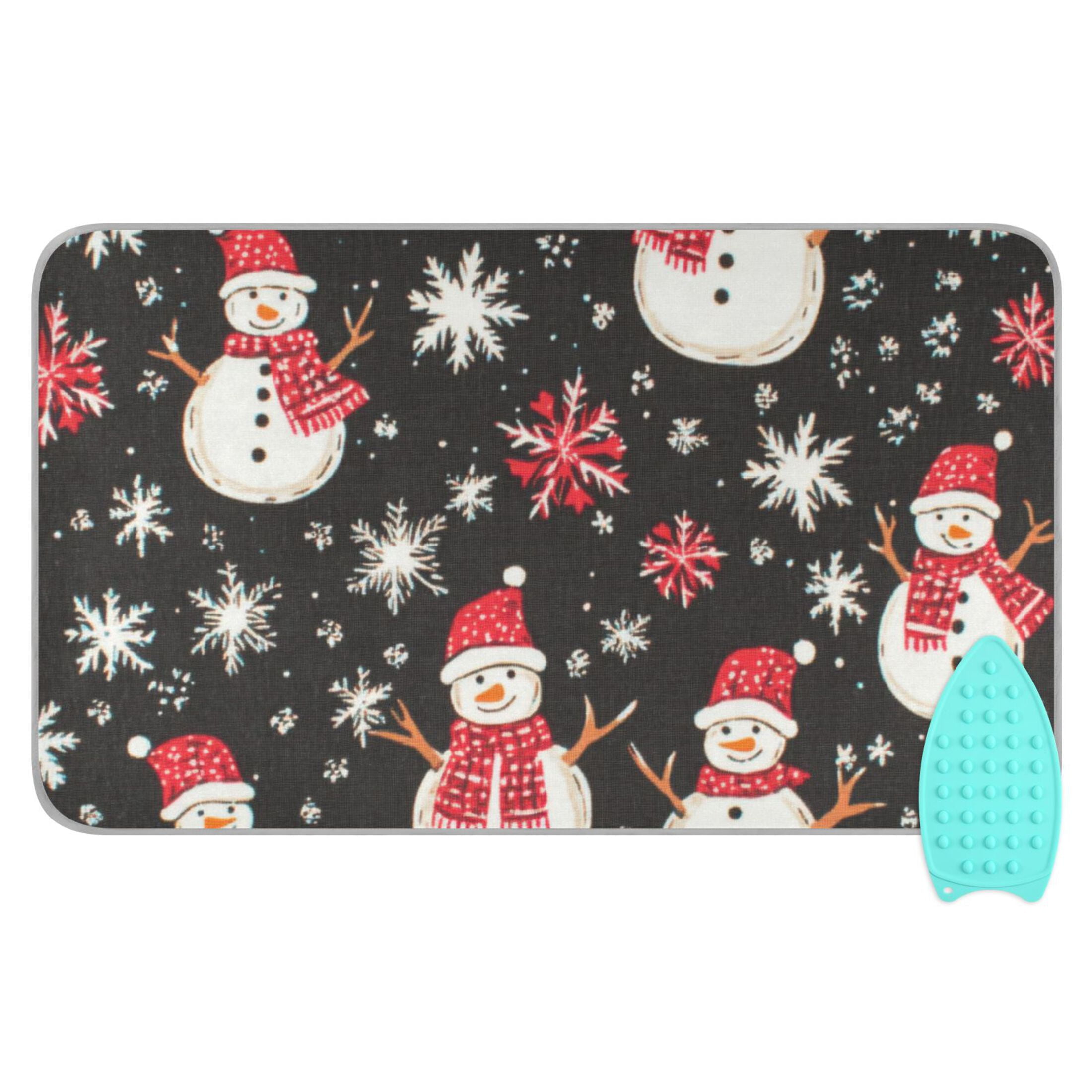 Snowman and Snowflakes Ironing Mat Blanket for Table Top Travel Portable Ironing Board Pad 47.2x27.6 Inch