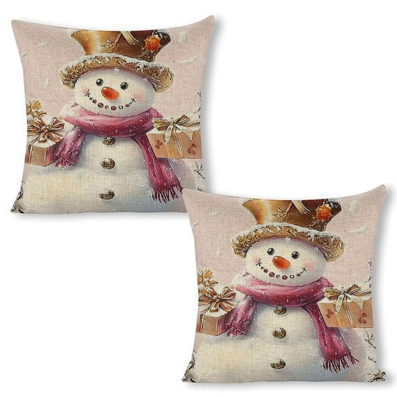 Snowman gift winterlinen throw pillowcase decoration pillowcase gifting preferred 24x24 inch cushion cover 2 sets sofa pillowcase sofa bedroom living room car
