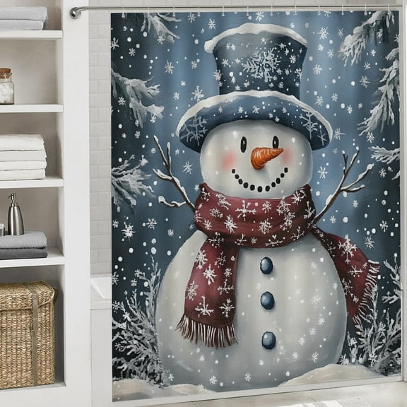 Snowman waterproof shower curtain Bathroom shower curtain  Home Sweet Home Waterproof Fabric Shower Curtain Bathtub Decor with Hooks