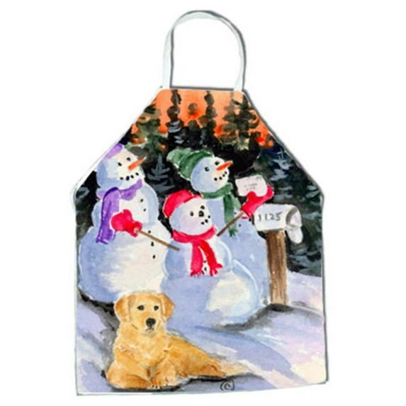 Snowman with Golden Retriever Apron - 27 x 31 in.