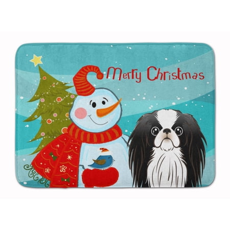 Snowman with Japanese Chin Machine Washable Memory Foam Mat