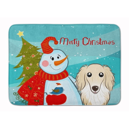 Snowman with Longhair Creme Dachshund Machine Washable Memory Foam Mat