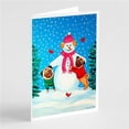 thumbnail image 1 of Snowman with Pug Winter Snowman Greeting Cards & Envelopes - Pack of 8, 1 of 1