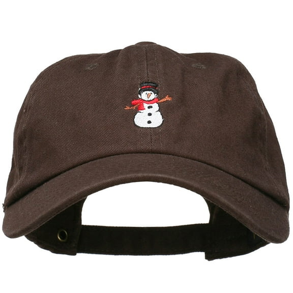 Snowman with Scarf Embroidered Unstructured Cap - Brown OSFM
