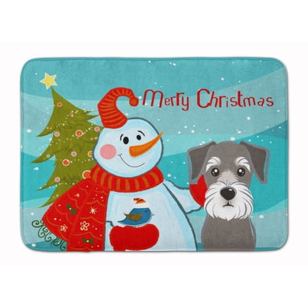 Snowman with Schnauzer Machine Washable Memory Foam Mat