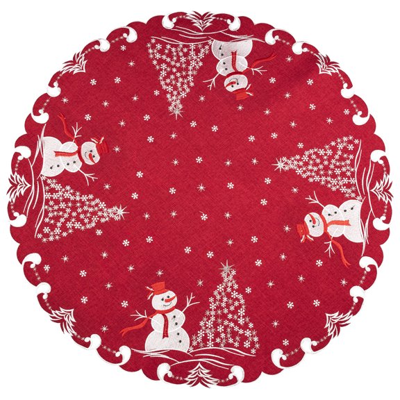 Linens Art and Things - LLC ® Snowman with Snowflakes Trees Topper, 33 in, 1 Count
