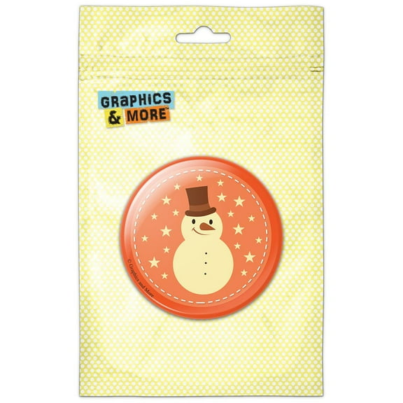 Snowman with Stars on Orange Christmas Winter Refrigerator Button Magnet