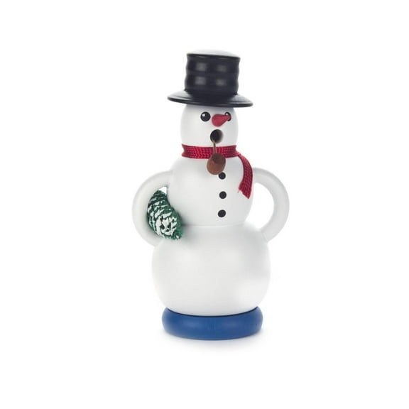 Snowman with Tree German Wood Miniature Christmas Incense Smoker Mini 4 Inch