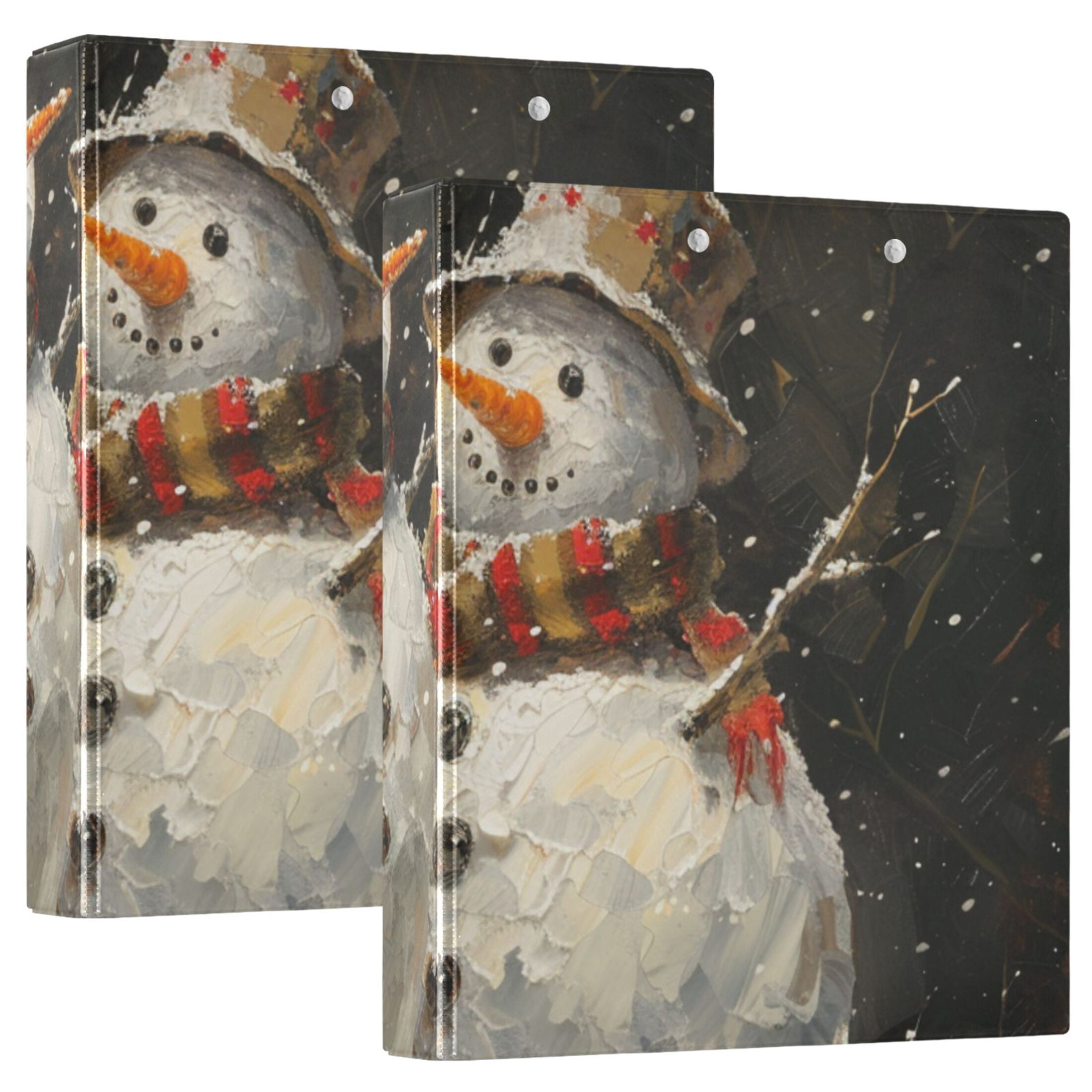 Snowmans 3 Ring Binders 1.5 inch Hardcover File Folders with Interior Pockets A4 Size Organizer for School Office Hospital