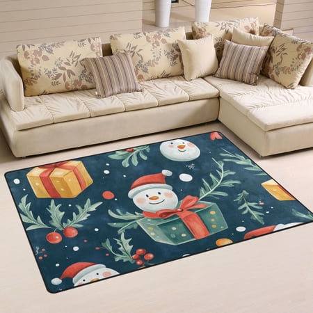 Snowmans Christmas Gifts Area Rug Washable Floor Carpet Mat 60 x 39 inch for Bedroom Living Room Kids Room Home Decor