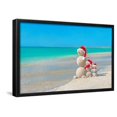 thumbnail image 1 of Snowmans Family at Sea Beach in Santa Hat. New Years and Christmas, Framed Art Print Wall Art by EMprize Sold by Art.Com, 1 of 6