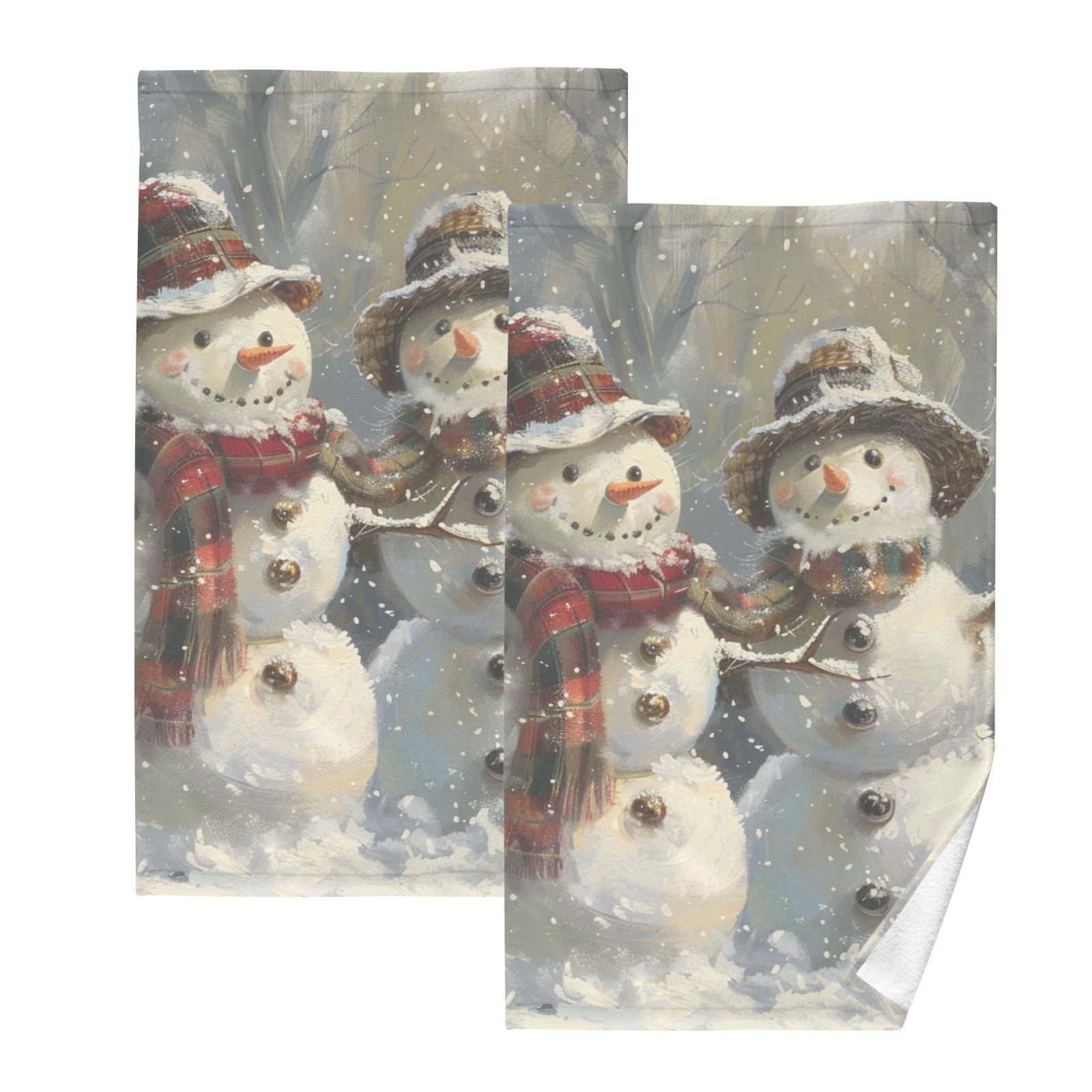 Snowmans Grey Hand Towels Cotton Bath Towels Large Face Towels Absorbent for Bathroom 2 Packs