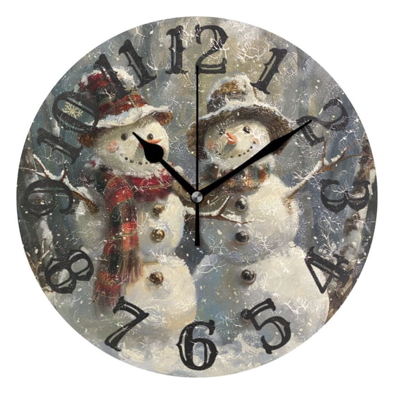 Snowmans Grey Wall Clock 10 inch Non-Ticking Easy to Read Decorative Clocks for Home Bedroom Living Room